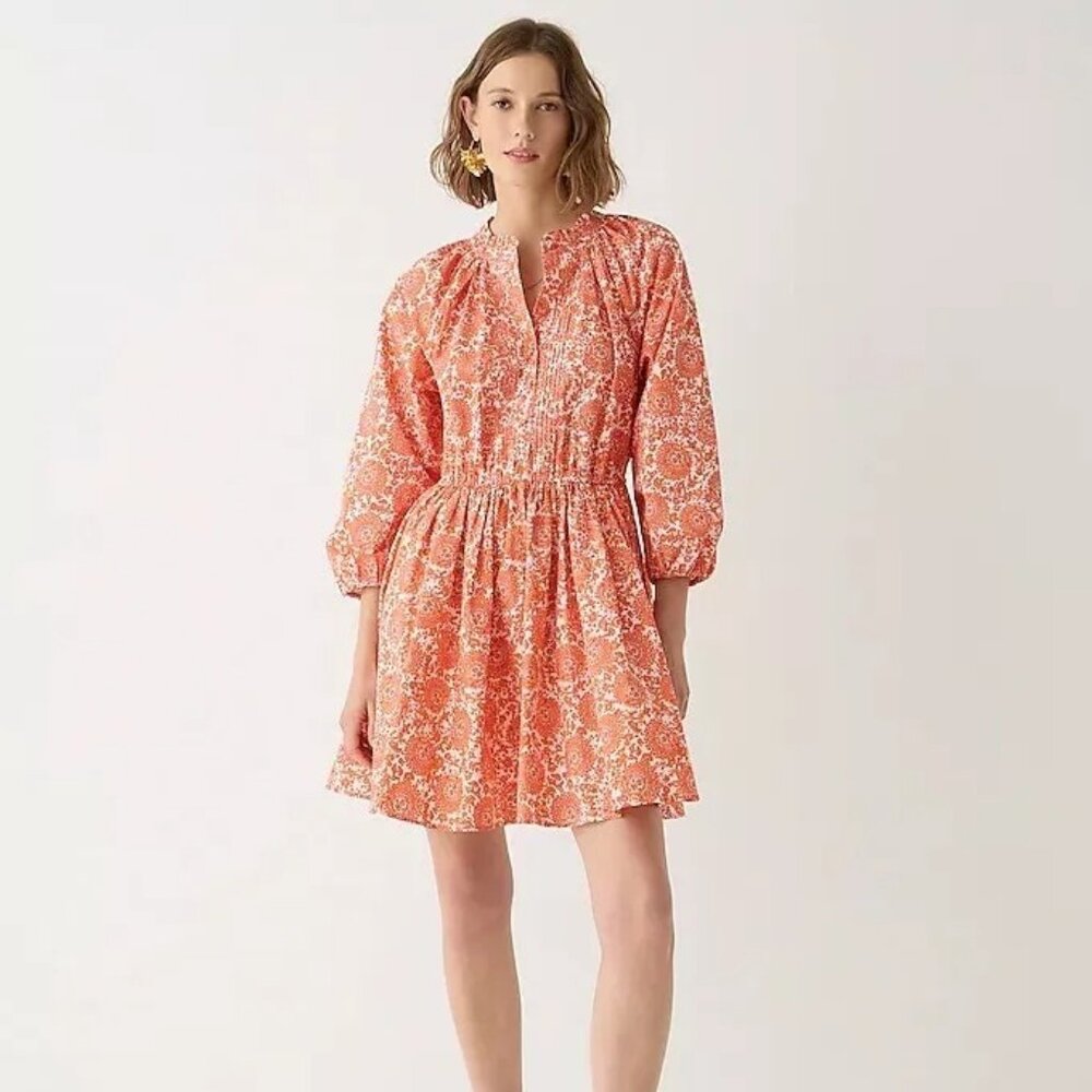 J. Crew Ruffle Collar Mini Dress in Cotton Poplin Floral Bouquet Size XS